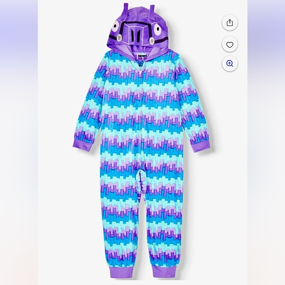 Fortnite Other - Fortnite Loot Llama Purple Blue Hooded Onesie Pajamas Kids Size 14/16 NWOT
